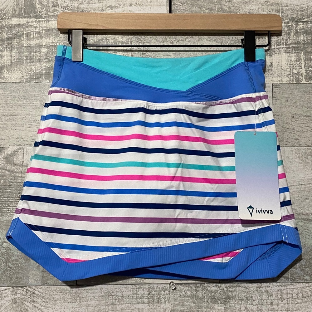 Ivivva match play skirt skort stripe NEW 12